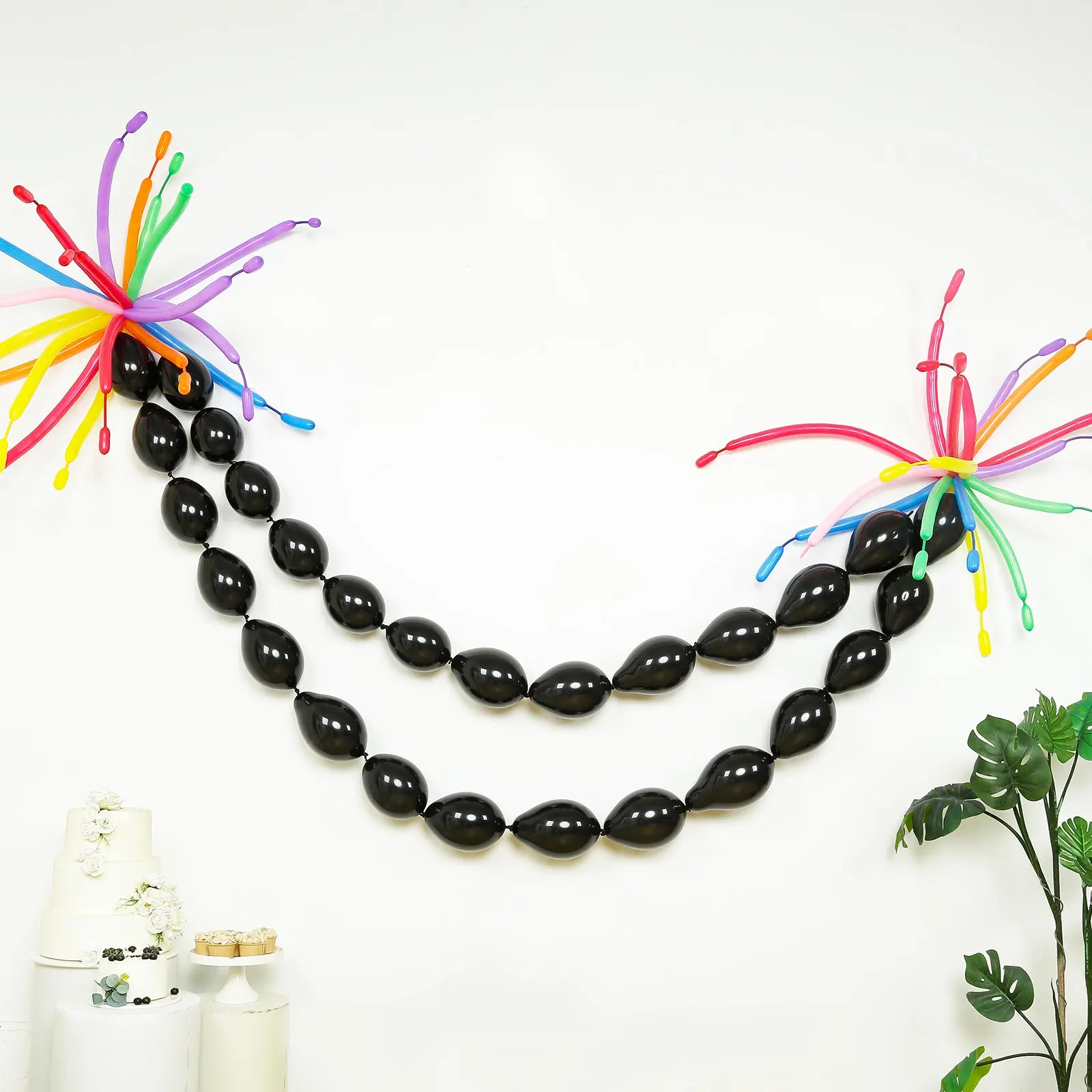 100 Pcs Biodegradable Quick Link Balloons 6" Matte Pastel Black, Latex Linking Balloons for Balloon Chains, Garland, Arch, Backdrop & Wall Decor