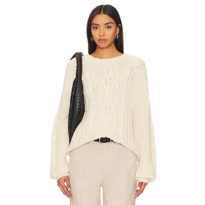 Free People Frankie Cable Sweater in Ivory
