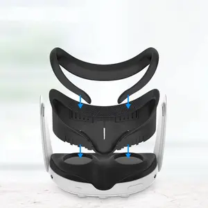 VR Facial Interface for Oculus Quest 3, Removable Face Interface Bracket, VR Accessories Set with Washable and Replaceable Face Pad Replacement for Quest 3, Keeps Your VR Headset Clean and Hygienic, Anti-Leakage Nose Pad(Not Compatible with 3S)