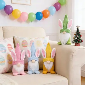 4pcs Easter Bunny Multi-Color Gnome Figurine Set, Easter Decorations, Indoor Desktop Holiday Decoration, Festive Home Decor, Cute Animal Design, Cute Rabbit Ornaments, Collectible Figurines, Decorative Figurines