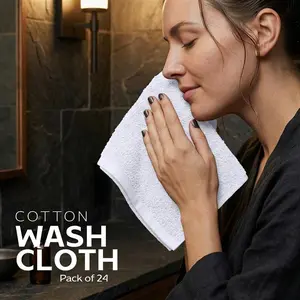 Utopia Towels Cotton Washcloths Set - Ring Spun Cotton, Premium Quality Flannel Face Cloths, 24 Pack of Cotton Towels White,Grey and Black Lightweight
