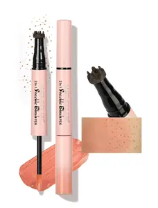 Anglicolor 2 in 1 Freckle Pen, Faux Freckle Pen Stamp with Blush, Quick-drying, Waterproof, Long-Lasting, Freckle Sizd dot for Realistic 24H Freckle Natural Makeup (01 Light Brown+Soft Nude Pink)