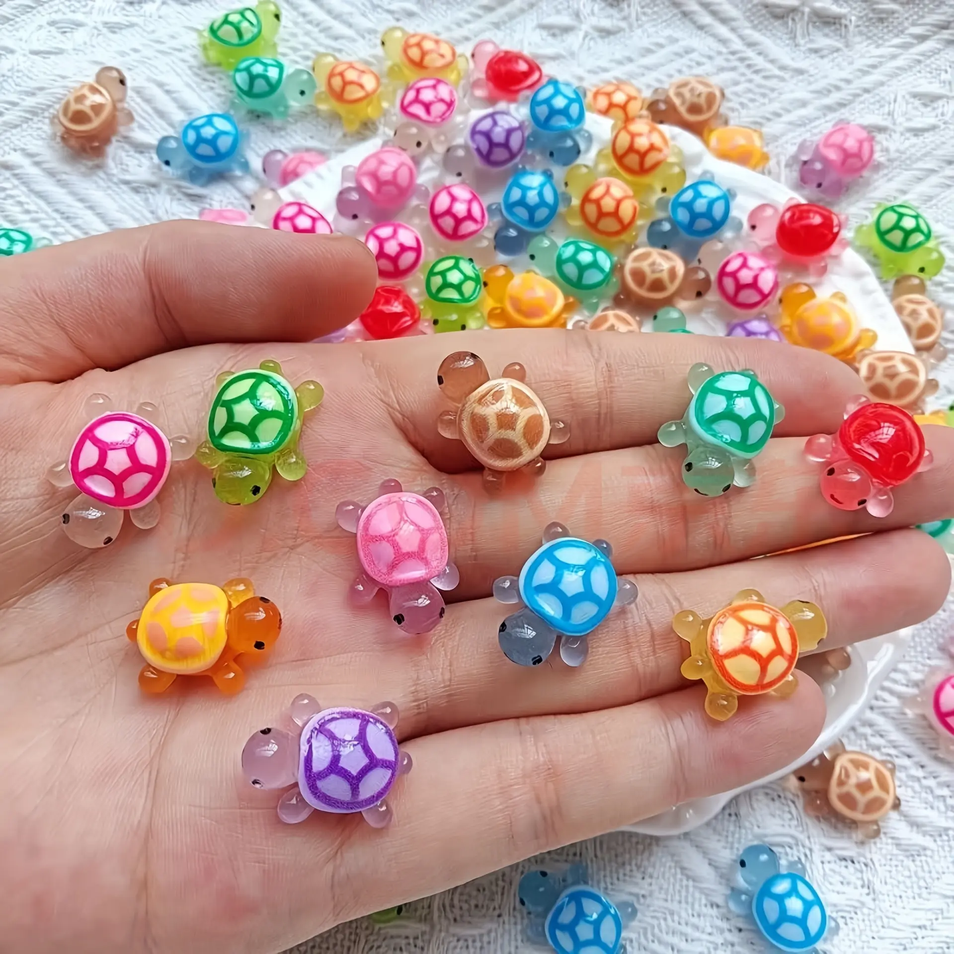 50pcs Glow-in-the-Dark 3D Turtle Toys - Assorted Colors, Fun DIY Craft Supplies for Party Favors, Gifts, and Creative Play, Creative Play Toys | Playful Design | Colorful Plastic
