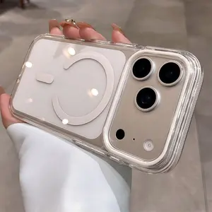High quality Anti drop magnetic transparent phone case for IPhone 17 Pro Max 2 in 1 Soft Silicone Casing Clear Back Cover