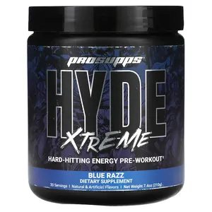 ProSupps Hyde Xtreme, Hard-Hitting Energy Pre Workout, Blue Razz, 7.4 oz (210 g)