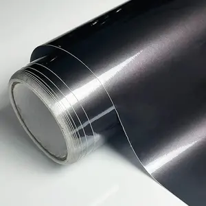 Ultra Glossy Gray Metallic Car Vinyl Wrap Film With Air Release Self Adhesive Car Motorcycle Wrapping DIY Sticker Decal For Cars
