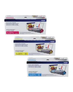 Brother Genuine TN221C TN221M TN221Y Cyan Magenta Yellow Color Laser Toner Set