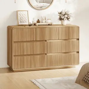 7 Drawer Dresser for Bedroom, Wooden Chest of Drawers for Closet, with Wide Top, Smooth Glides, for Living Room, Hallway, Kids Room, Natural Oak
