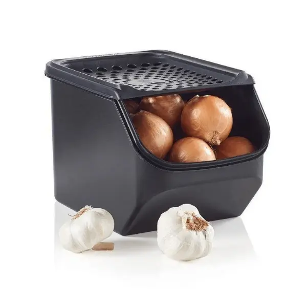 Tupperware Potato or Onion Container - Large Capacity, Opaque UV Shielding, Easy Open Flap, Tidy Storage for Sweet Potatoes and More.