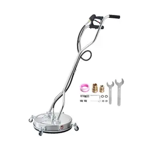 Portable Pressure Washer Surface Cleaner, 18-Inch Stainless Steel Tool Attachment with 4 Wheels, 4000 Max PSI, 3/8 Quick Connector, 2 Spray Nozzles, Dual Handle for Concrete, Patio Cleaning