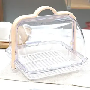 Portable Bread Storage, Hand-held Sealed Bread Box with Bowl and Dish Draining Rack Containers Kitchen