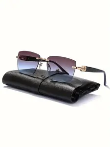 Men's Retro Frameless Sunglasses, Rimless Shades, European and American Style, Unisex Fashion Eyewear, Perfect for Casual Wear