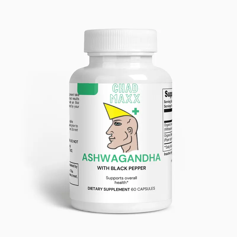Chad Maxx + Ashwagandha with Black Pepper Supplement for Optimal Alpha Health - Dietary Supplement 60 Capsules