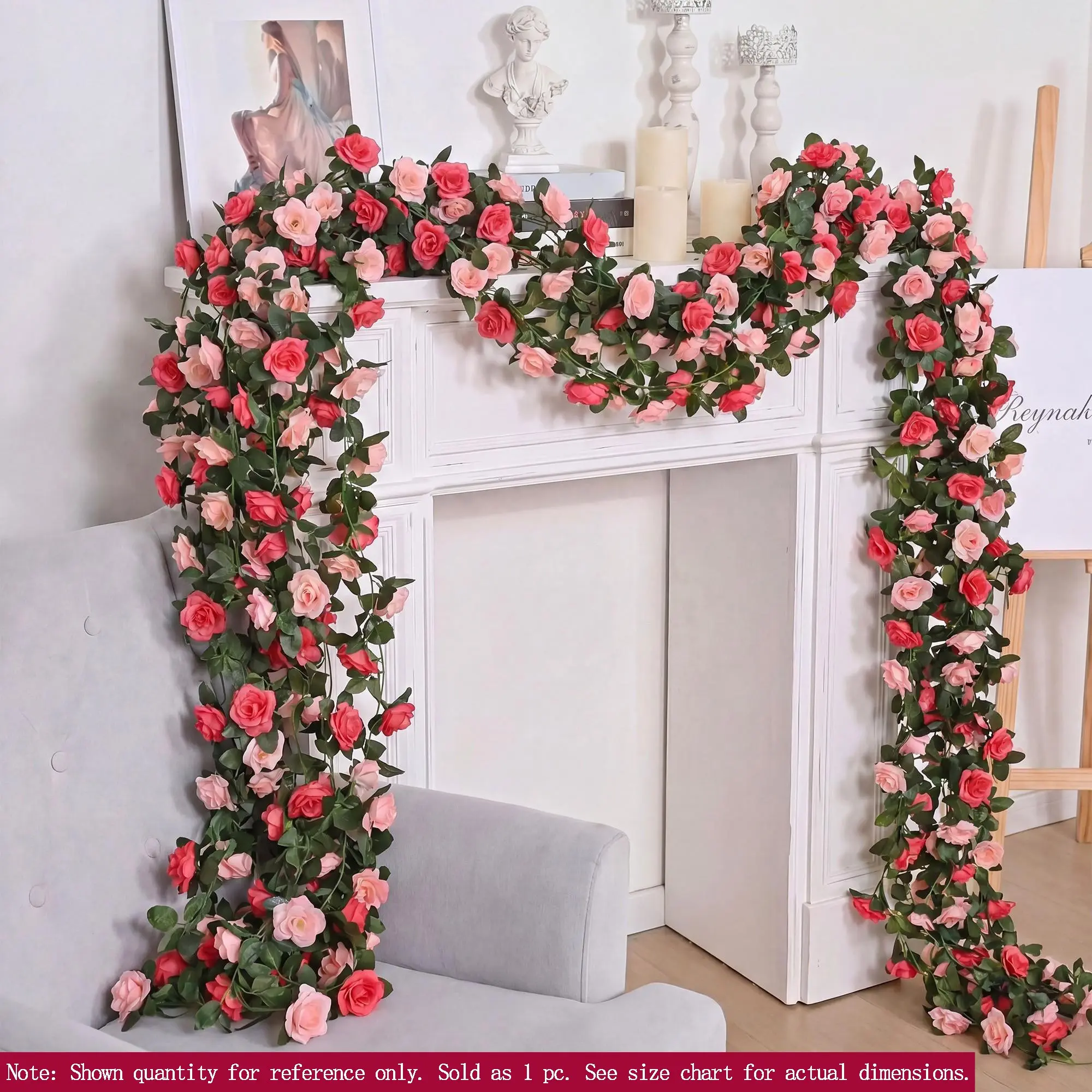 Artificial Flower Vine, 1-Count 96-Inch Plastic Garden Vine Garland, Faux Flower Rattan Wedding Party Decoration, Indoor Outdoor Decorative, Wedding Decor, Floral Wreaths and Faux Flower Garland, Home Decor Ornaments, Party Decoration Supplies