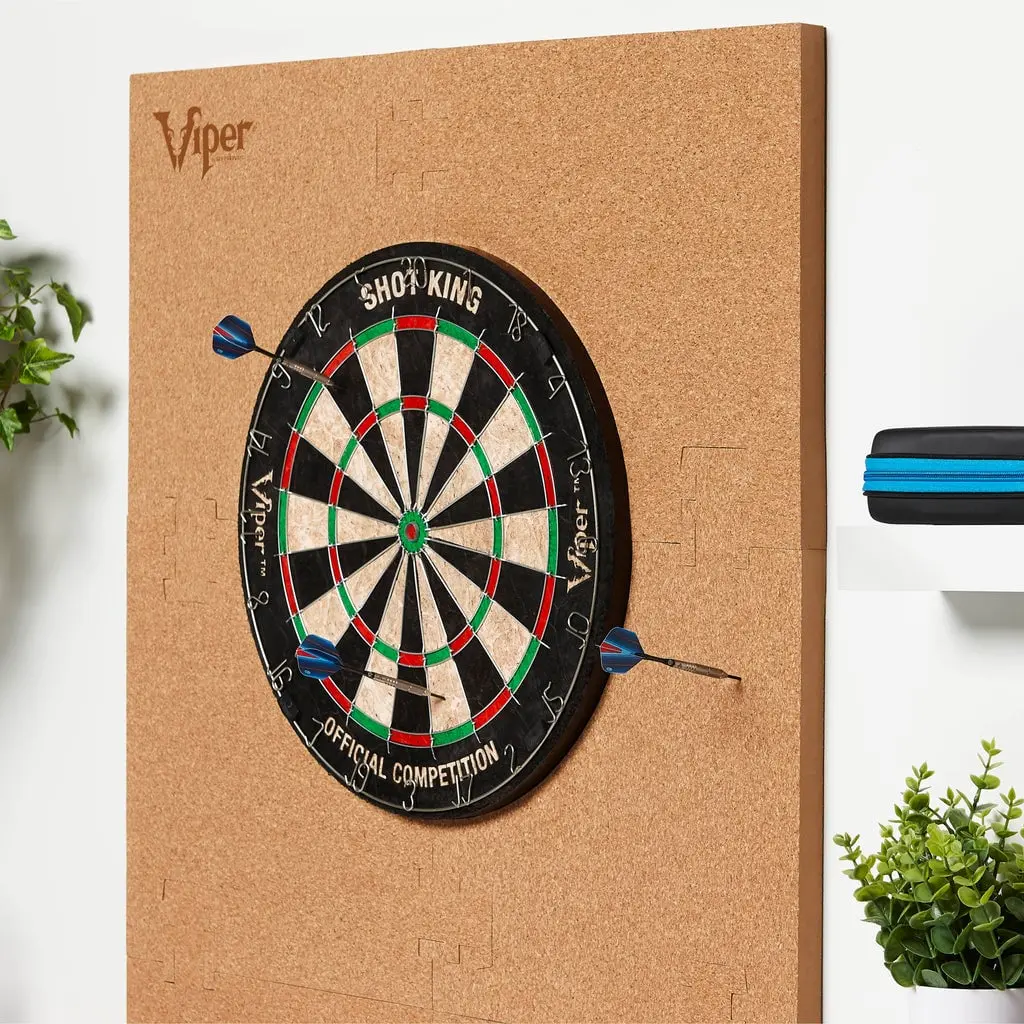 Viper Wall Defender III Dartboard Surround - 1" Thick EVA Foam Wall Protector, Flip-Reversible Real Cork Sides & Tan Finish, Fits 18" & 17.75" Sisal Boards, 2.5 lbs
