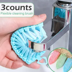 3 Counts Flexible Cleaning Brush, Bendable Scrubbing Brush for Curved Surfaces，Reaches Every Dirt-Hiding Corner with Ease