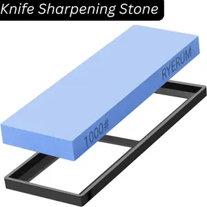 Knife Sharpening Stone Whetstone 1000 Grit Knife Sharpener Enough for Daily Sharpening Stone With 2 Non-Slip Rubber Bases,Safety and Easy to Use For Beginners