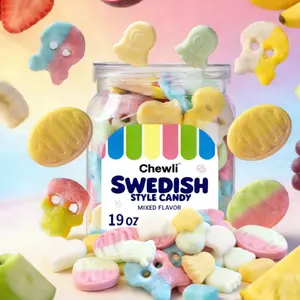 Chewli Swedish Style Candy 19oz Mixed Flavors Sweet & Sour Gummies Gluten-Free Healthy Chewy Snack for Anytime Enjoyment Assorted Bubs Mix Fruit Bonbon