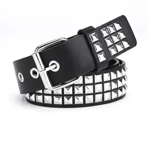 Square bead rivet belt, metal pyramid belt, unisex belt, punk hardware jeans belt