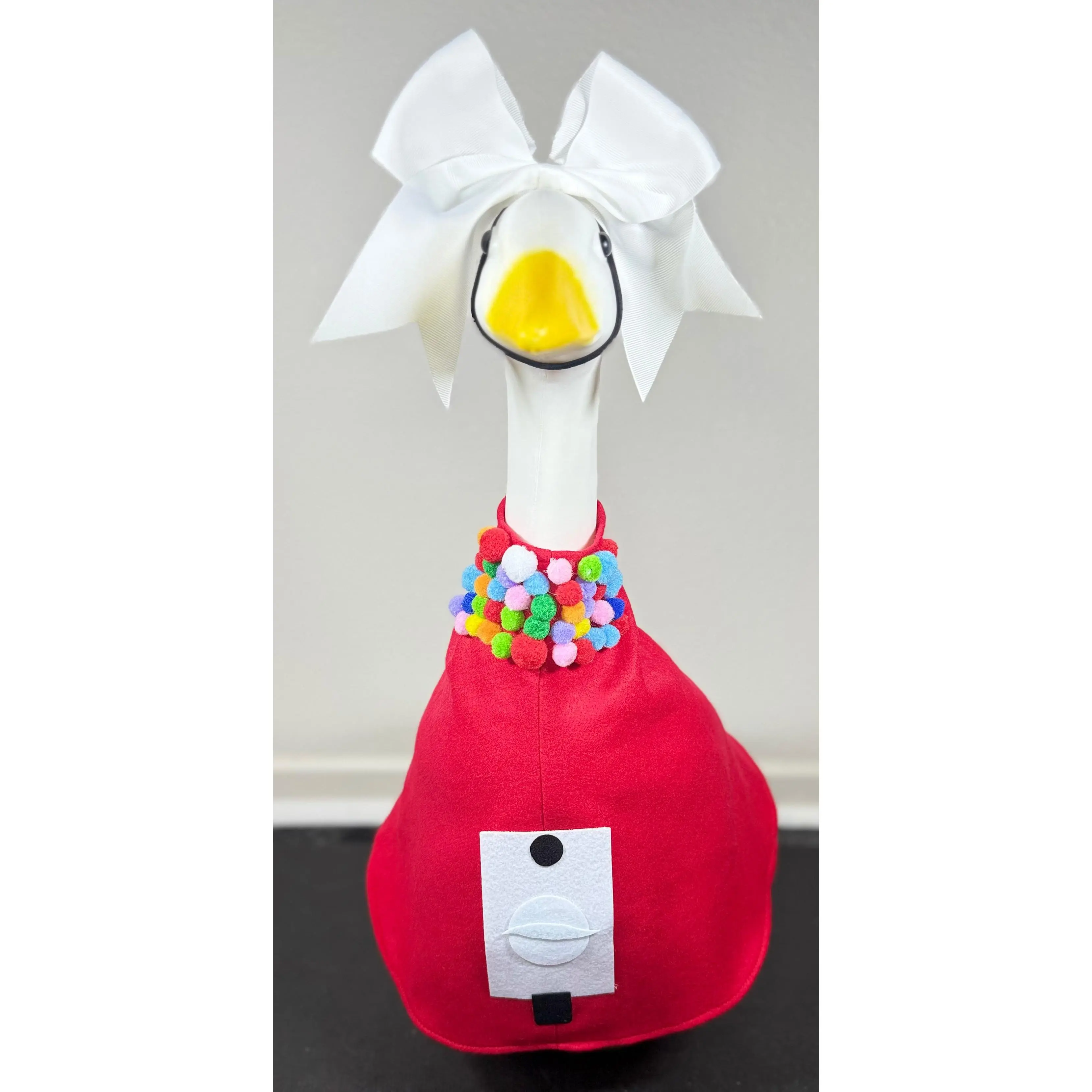 Gumball Cutie Goose Outfit – Pom Pom Statement Collar & Red Dress Set