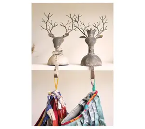 Kalalou Set of Two Metal Deer Stocking Holders