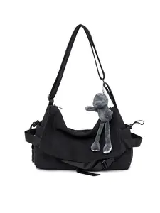 New Men's Crossbody Bag, Canvas Backpack, Frog Pendant Unisex Large Capacity Shoulder Bag, Daily Commute Office Backpack, Commuting Bag, Canvas Messenger Bags, Casual Crossbody Bags