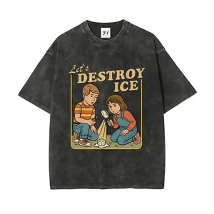 Unisex Destroy ICE Vintage Washed T-Shirt – Vintage Protest Satirical Graphic Tee