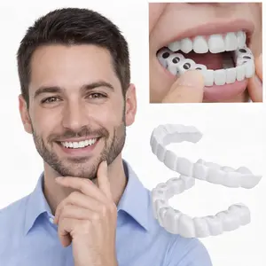 [3 Pack ] Smile Teeth Temporary Dentures, improve your smile, unisex, made of silicone, suitable for both upper and lower jaws, instantly gives the appearance of porcelain teeth, for a flawless smile.