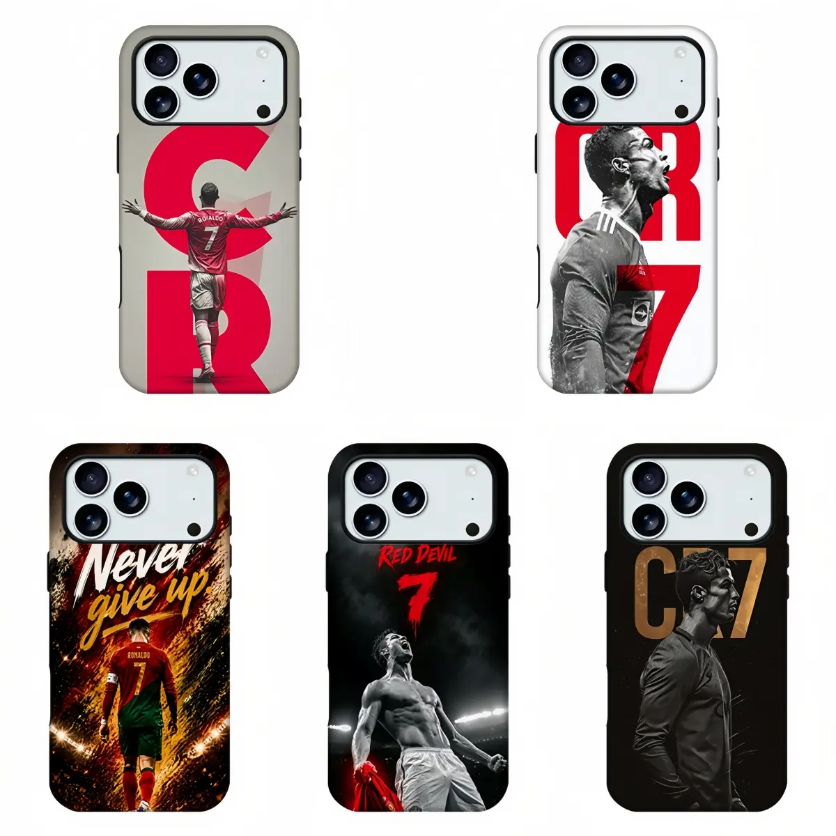 CR7 Cristiano Ronaldo Print Phone Case, Red Black Retro Soccer Full Print Shockproof phone Case, Portugal Football Fan Sporty Aesthetic Shell For iPhone11 12 13 14 15 16 17 pro max and Samsung S21-S26 .Perfect for Her/Him Phone Caseslovely stylish gift