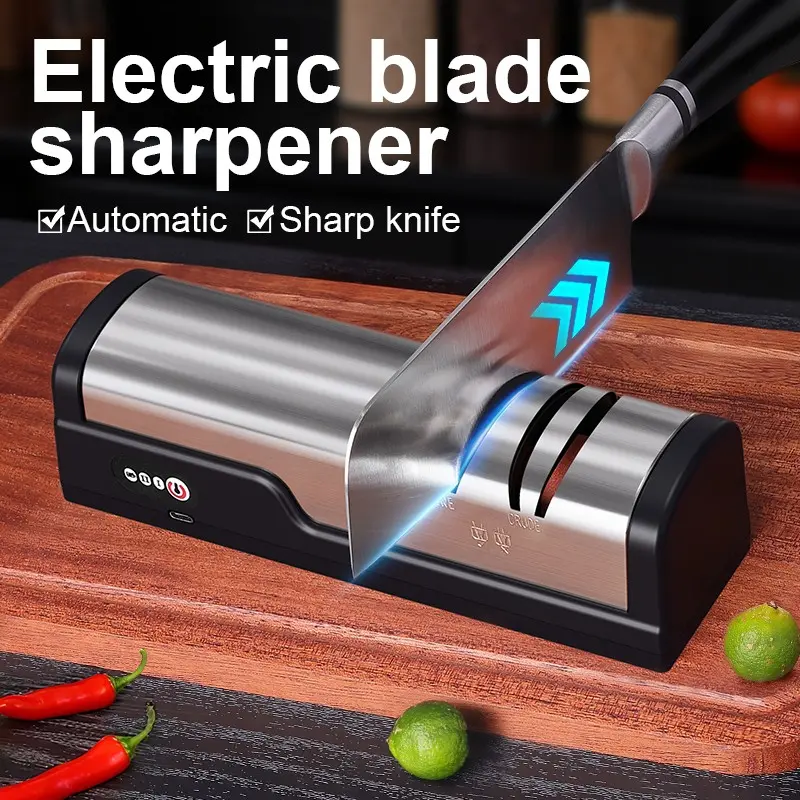 USB Rechargeable Portable Automatic Electric Knife Sharpener, Kitchen Appliances, Adjustable 20-Degree Blade Angle, Ideal for Chef Knives, Slicing Knives, Paring Knives, Small Knives