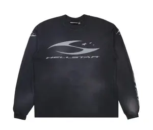 991716 Hellstar Logo Longsleeve Washed Grey