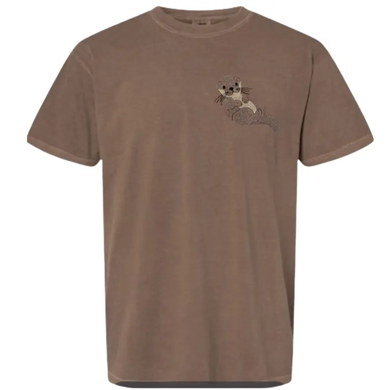 Cute chest Otter embroidered summer spring comfort colors shirt/  comfort colors tee/ otter nautical coastal embroidered shirt