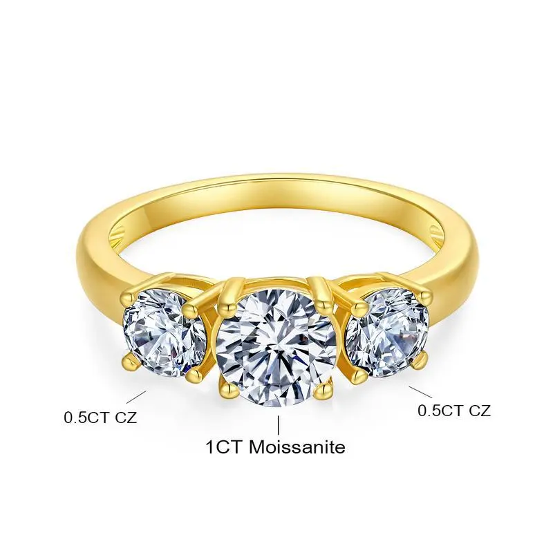 3 Stones Moissanite Ring Eternity Band Everyday rings Design For Woman Man Anniversary Wedding Engagement  Silver Rings Gift Valentine's Day, J082