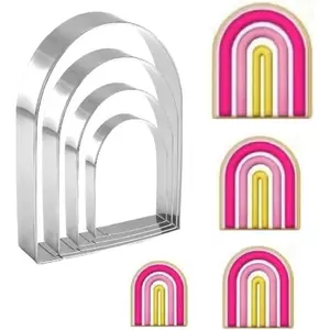Arched Cookie  Set  4 count geometric cookie  molds - Stainless steel from 2 to 5 inches, Cake Cutters for Kitchen Baking