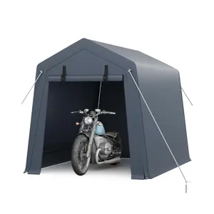 Car Ports 12x20 Heavy Duty, Portable Carport Storage Shelter, Waterproof Bike Tent with Vent, Roll-Up Door 12x20 Carport Style Cover, Khaki Motorcycle Shed