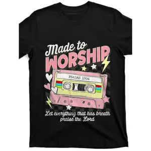 Made to Worship Scripture Bible Verse Christian Jesus Faith_upscayl_4x_realesrganx4fast [Back Printing] Street Trending Style Women's Comfortable Round Neck All-Season Casual Wear for Sport Fans | Playful Design |   Ideal for Gym & Outdoor Activities