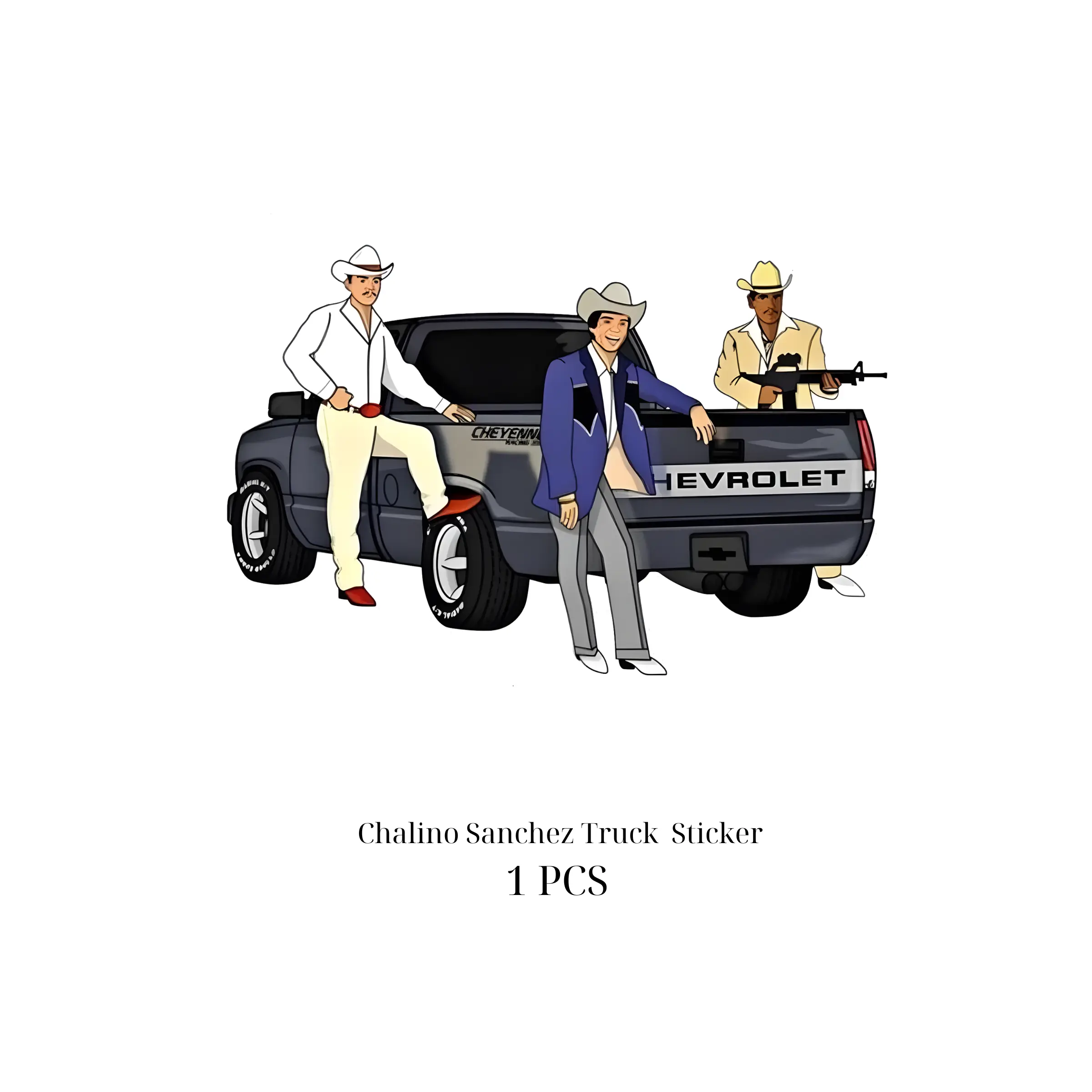 Chalino Sanchez Truck Vinyl Sticker - Durable Vinyl Stickers Available in Sizes 2 to 6 Inches, Strong Adhesion, Waterproof, Unique Design