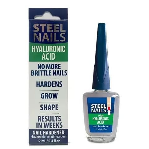  Amen Steel Nails Hardener with Hyaluronic Acid, Grow and Harden Brittle Nails in Weeks, Clear