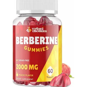 2000mg Berberine Supplement Gummies – High Potency Wellness Blend with Ceylon Cinnamon, Turmeric, Magnesium & Chromium, Vegan, Non-GMO, Gluten-Free, Peach Flavor, 60 Gummies - 1 Pack