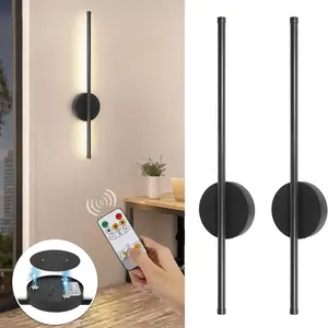 Modern LED Rechargeable Wall Light, 50cm Line Design, Wire-Free Adhesive Magnetic Installation, Dimmable Remote Control, Bedroom Living Room Decor, Magnetic Dimmable Lights, Dimmable Wall Lamp, Home Decoration Lamp, Indoor Lighting