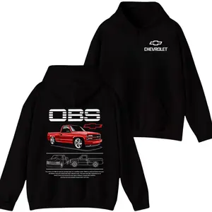 Chevrolet OBS Truck Hoodie – Vintage Old Body Style Pullover, Red Classic Pickup Graphic Sweatshirt for Men, Soft Cotton Blend Mechanic Streetwear, Truck Lover Gift