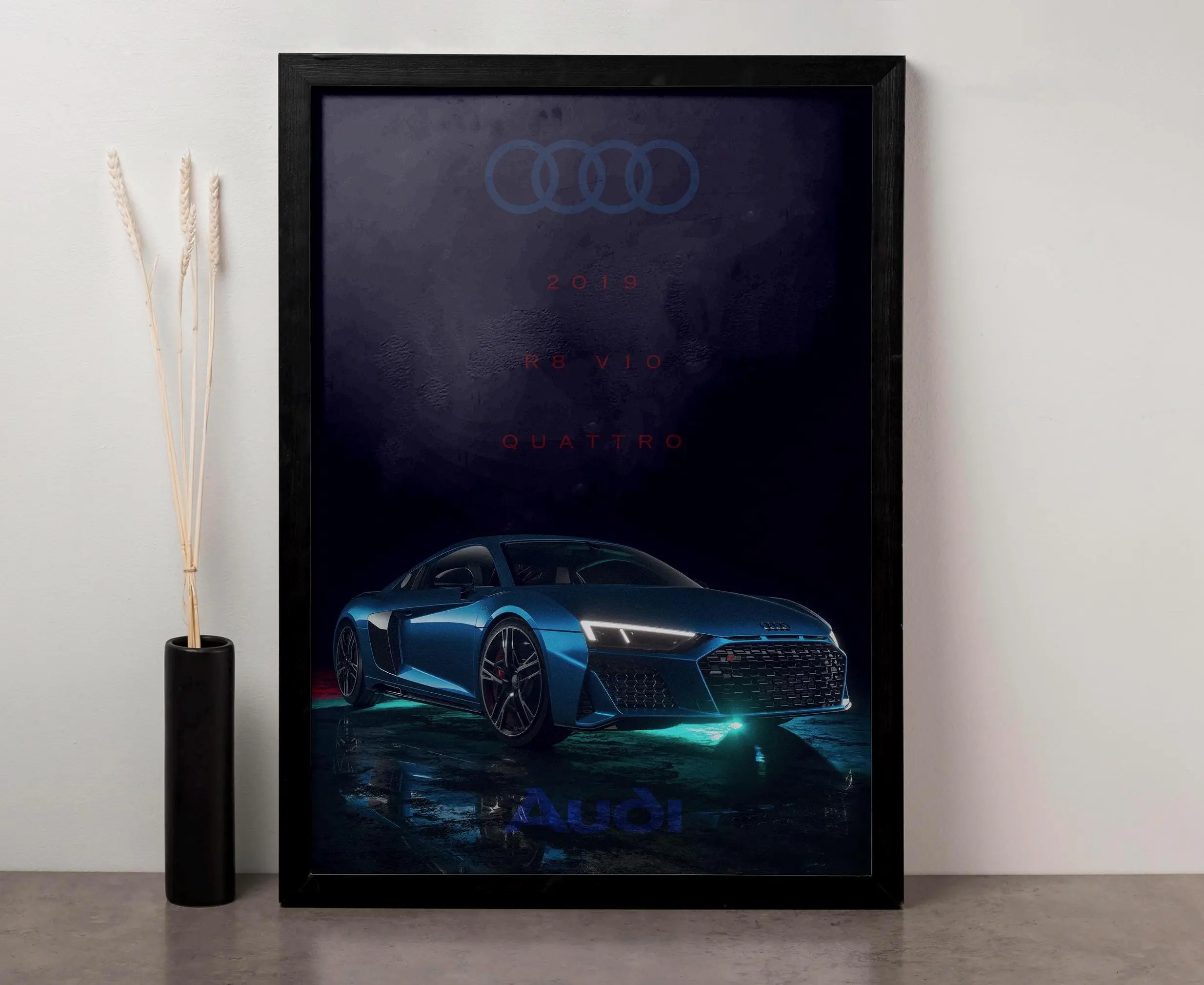 2019 Audi R8 V10 Quattro Poster Unframed - Luxury Sports Car Digital Wall Art