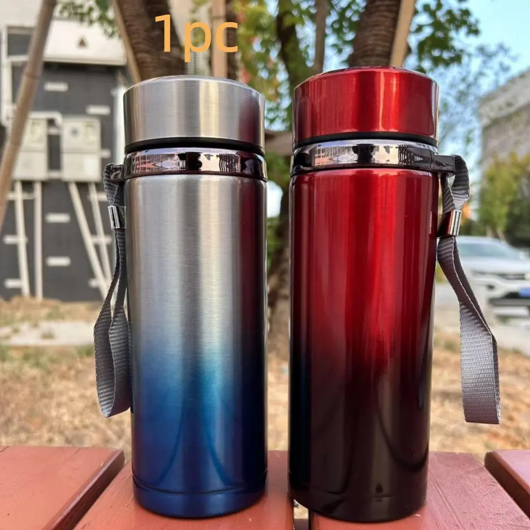 Large Capacity Stainless Steel Thermal Thermos, Insulated Vacuum Flask, 1 Count Portable Insulated Water Bottle with Handle, Drinking Cup for Home Office Outdoor Camping, Drinkware, Insulated Travel Drinkware