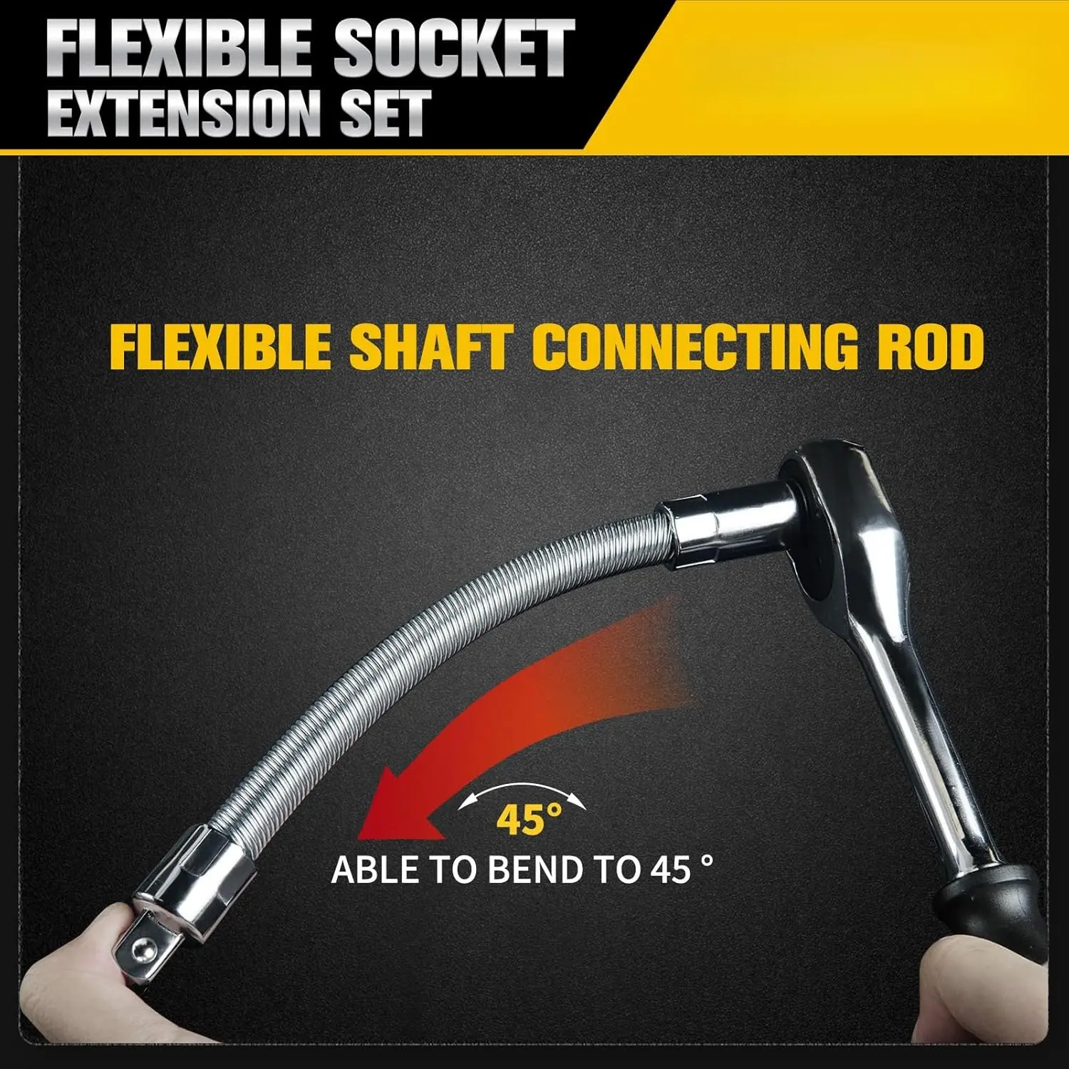 1/2 Inch 35cm Socket Ratchet Wrench Set - 3 Bendable Shafts, Wrench Extender Tool, Connecting Rod - Automotive Car Repair Tools for Home & Car Maintenance