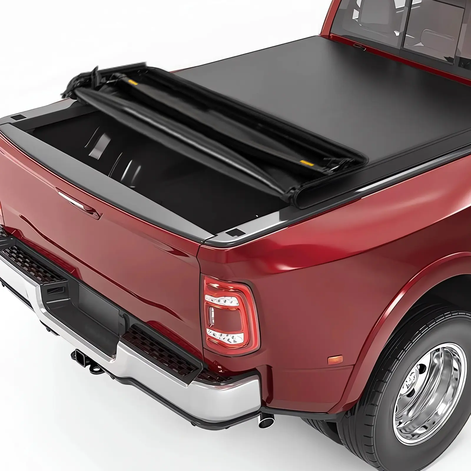 4-Fold Water Resistant Pickup Truck Bed Tonneau Cover (Soft Cover), 6.4ft/6.5ft Length, Latching System Secure Closure, Straps Secure, Quick Removal, Fit for 2003-2023 Dodge Ram 1500/2019-2023 Ram 1500 Classic 2500 3500
