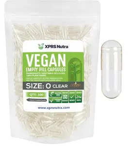 Size 0 Empty Capsules - 100 Clear Count Empty Vegan Capsules - Vegetarian Pill - DIY Vegetable Capsule Filling -Veggie Pills for Do-It-Yourself Supplements