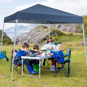 Grezone 10 x 10ft,250 D PU Silver Coated Tarp, Pop Up Canopy Tent,with Portable Bag,Waterproof and Sun Shelter Gazebo for Outdoor Party,Camping,Commercial Events summergarden