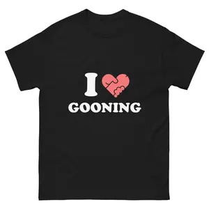 Funny Gooning Meme TShirt, Bold “I Love Gooning” Graphic Design with Heart Icon, Soft Cotton Fabric, Unisex Fit for Meme Lovers and Humor Fans, Perfect Gift for Friends Who Enjoy Internet Humor