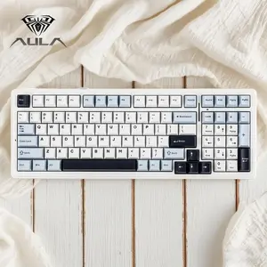 AULA F99 Wireless Mechanical Keyboard, Hot Swappable Custom Keyboard,Pre-lubed Linear Switches,Gasket Structure,RGB Backlit Gaming Keyboard (Blue&White)