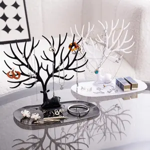 Antler Jewelry Display Stand Desktop Organizer, Bracelet Earring Studs Holder, Abs Material, Storage Rack for Accessories